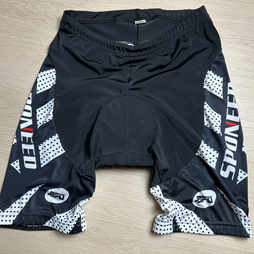 Sponeed Mens Padded Cycling Shorts Padded Gel Bike Shorts Black Polka Dot Large
